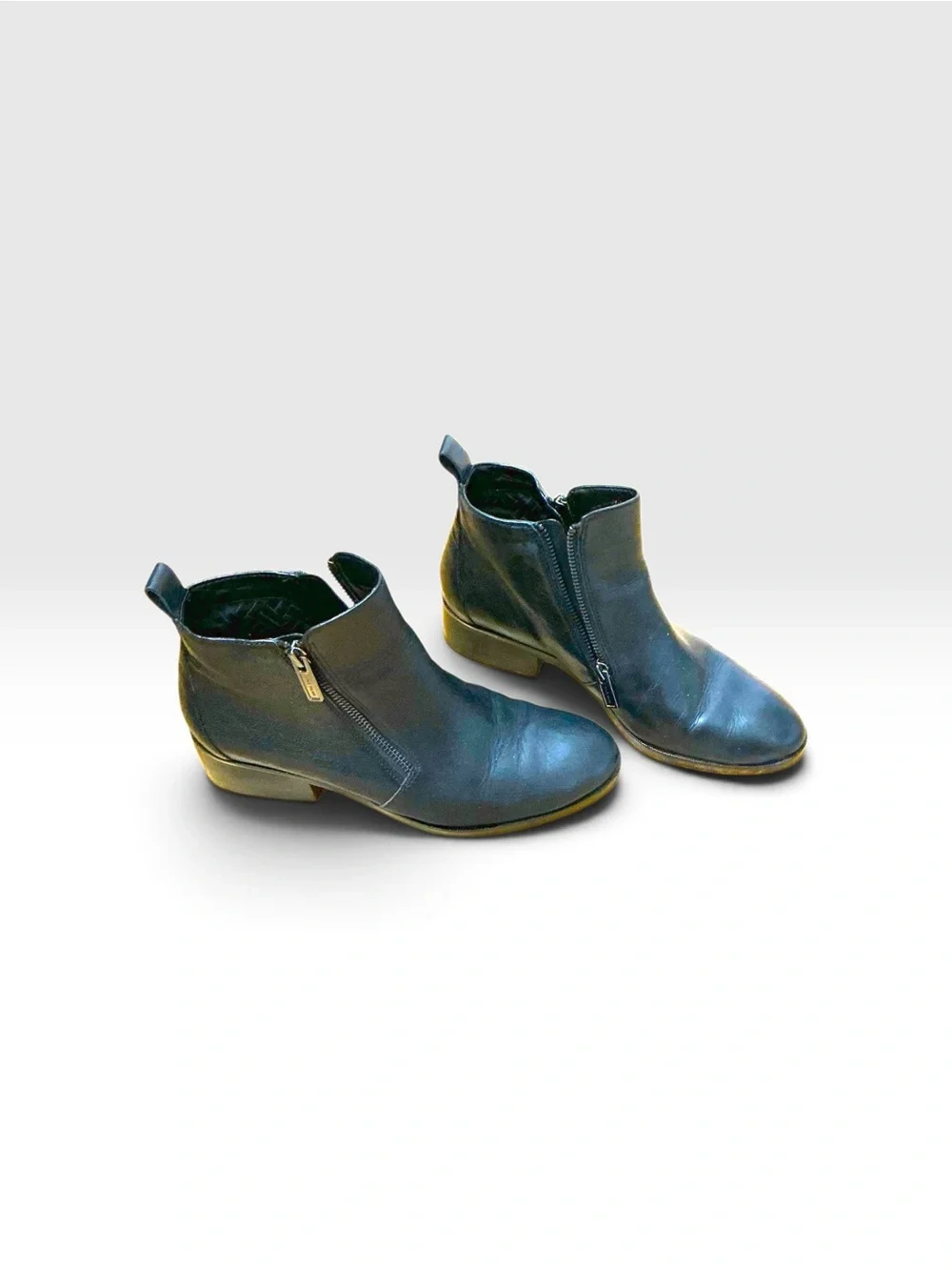 Cole Haan  Black Leather Chukka Zip Boots